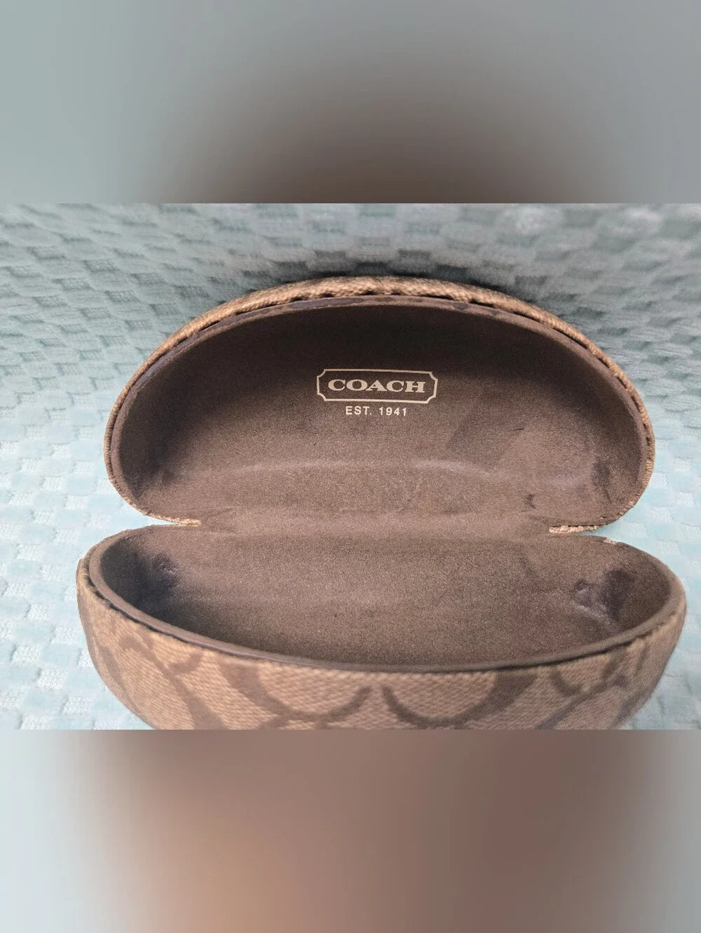 Coach Signature Canvas Sunglasses Case in Brown and Tan